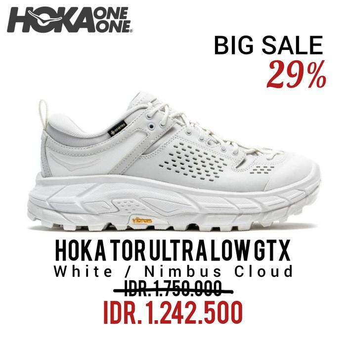 SEPATU RUNNING HOKA TOR ULTRA LOW GTX WHITE HIKING SHOS 100% ORIGINAL BNIB / SEPATU SNEAKERS PRIA DA
