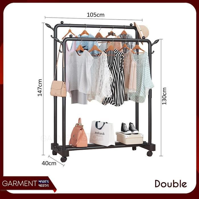 [Produk Baru Berkualitas Garansi] Rak Baju Gantungan Baju Stand Hanger Berdiri Display Butik Bazar J