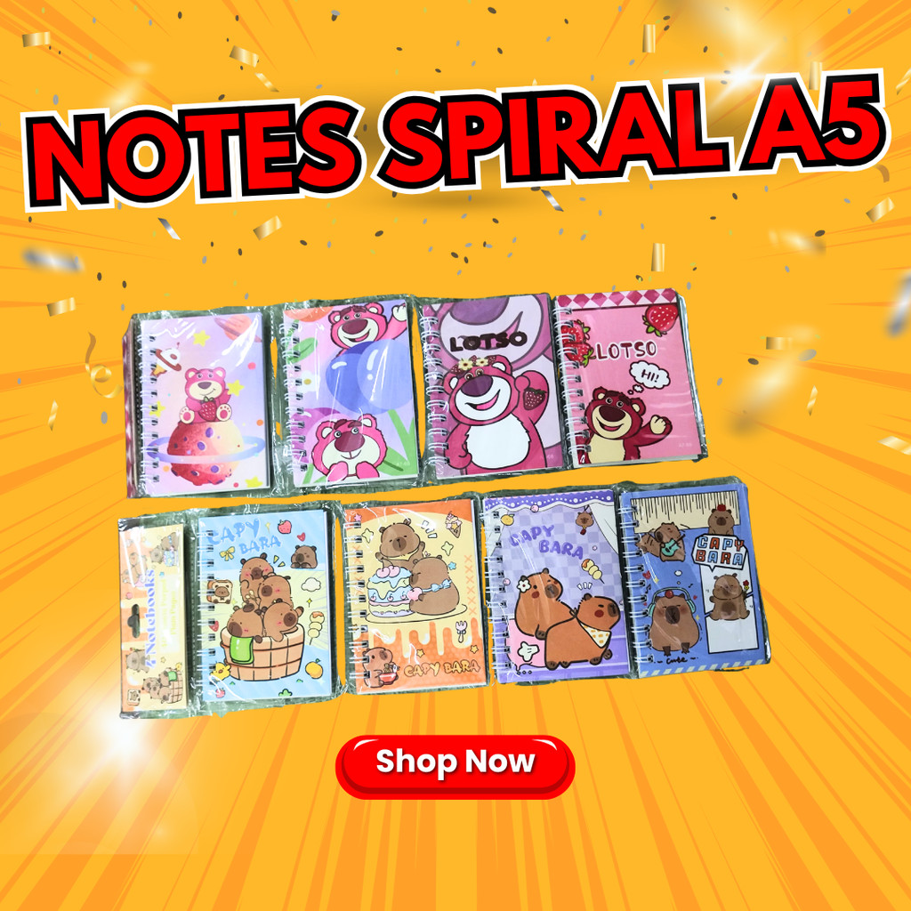 

BUKU BINDER NOTE SPIRAL A7 ISI 4 PCS NOTEBOOK BUKU TULIS DIARY SPIRAL MURAH PAKET LUCU IMUT