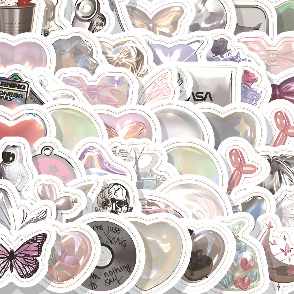 

Stiker Cutting Pack Stiker Nordic Silver Color [Warna Perak Nordic] Isi 100Pcs Series Aesthetic Lucu Keren Untuk Koper Bahan Vynil