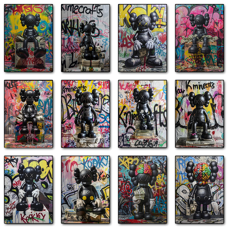 

Graffiti Cool Toy Bear Fashion Posters and Prints Canvas Printing Modern Wall Art Picture for Living Room Home Decor Gifts