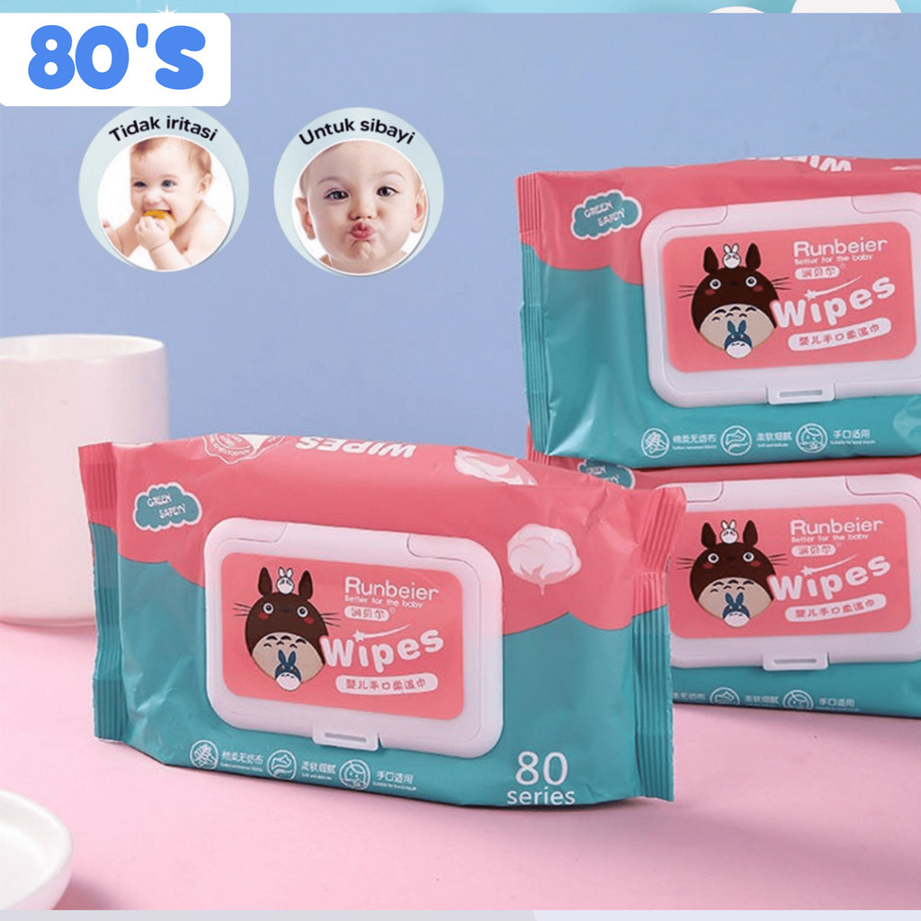 TISU BASAH BAYI ISI 80s TISSUE BASAH BABY MURAH BABY WIPES WET Tanpa Parfum Pewangi & Newborn Bayi