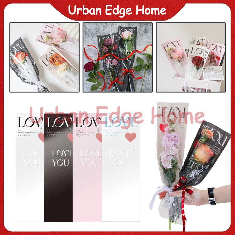 

20 Lembar Plastik Buket Bunga Single Flower Wrapping / Plastik Buket Bunga Satuan / Love Flower Wrapping Plastic Single Flowers Cellophane