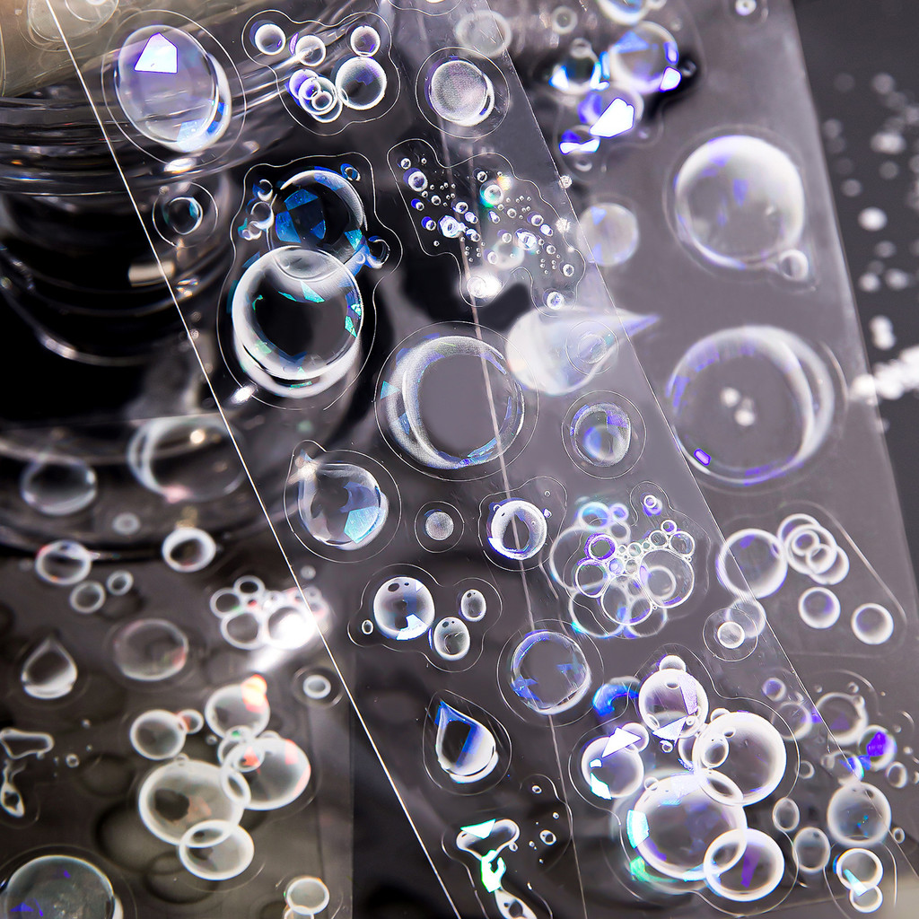 

laser Transparent Bubble theme tape Sticker Decorative Scrapbooking Diary Album Junk Journal Supplies