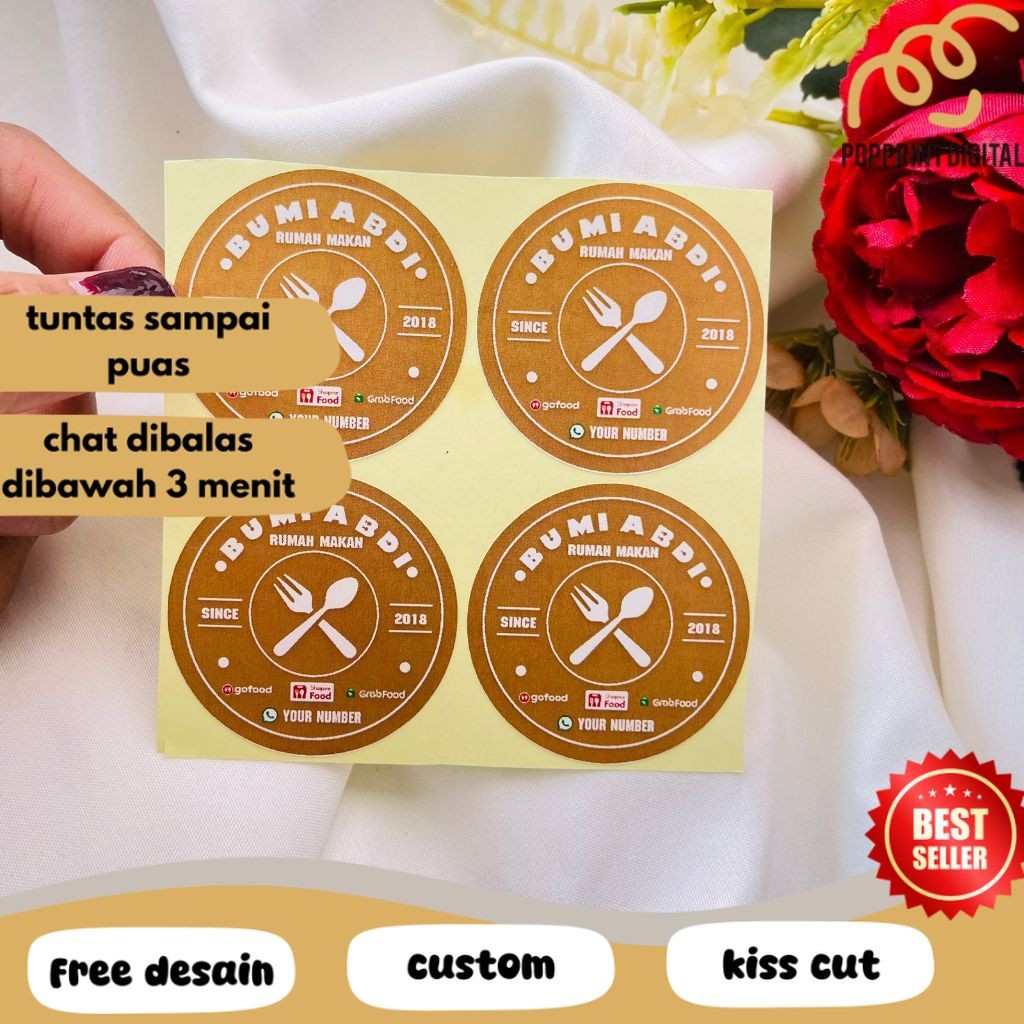 

PpD 2-4 Ready Stiker Rumah Makan Sticker Bulat Warung Nasi Label Free Desain Custom Nama Murah