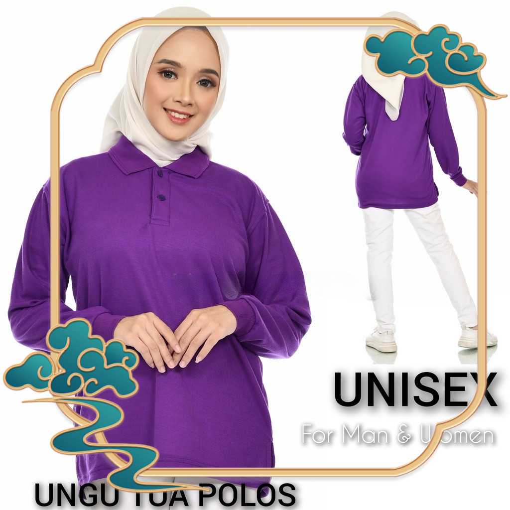 Kaos tangan Panjang Unisex Ungu Tua Polos