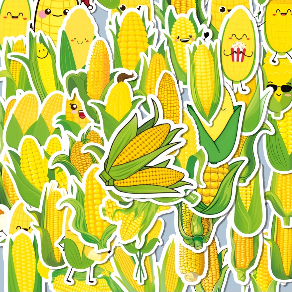 

100PCS Lucu Stiker Cute Corn [Jagung] Stiker Aesthetic Stiker Anti Air Stikers Berperekat Waterproof sticker decal buat Motor Helm Buku Journal Koper Casing HP Laptop Botol Minum Hadiah anak