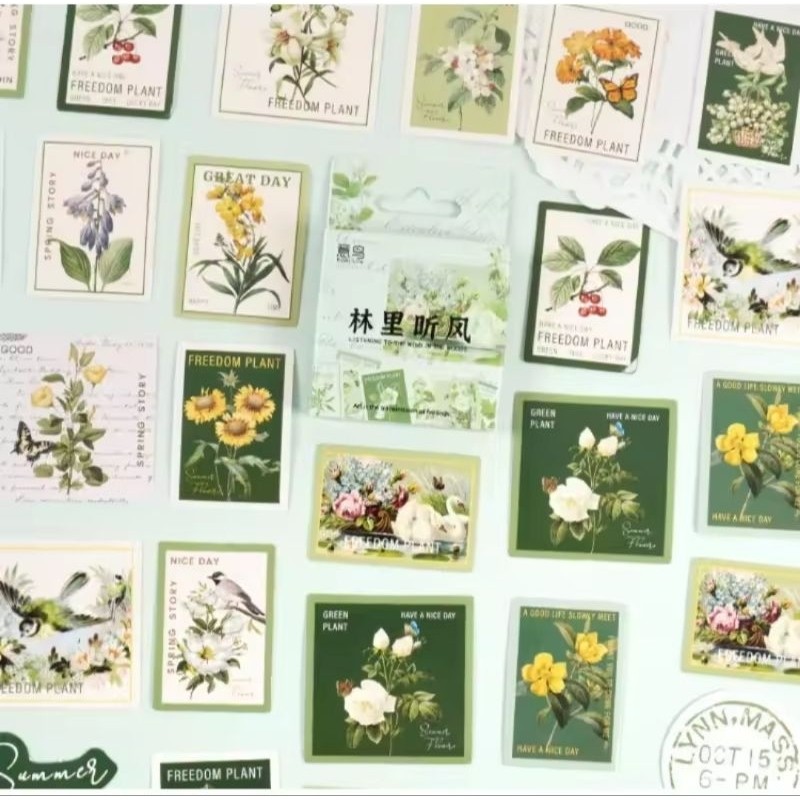 

【MAPLESOL】46 Pcs WIND FOREST Deco Sticker Planner DIY Scrapbook Stiker Dekor Bulan Kotak / Sticker Box / Sticker Wall Dekor / Sticker Dot / scrapbook / journal junk / Jurnal / Buku Diary / sticker Retro / vintage