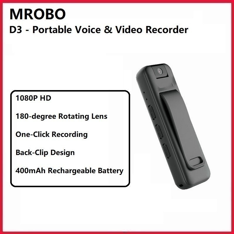 MROBO D3 16GB - Portable Voice Video Recorder - Rotating Camera Lens