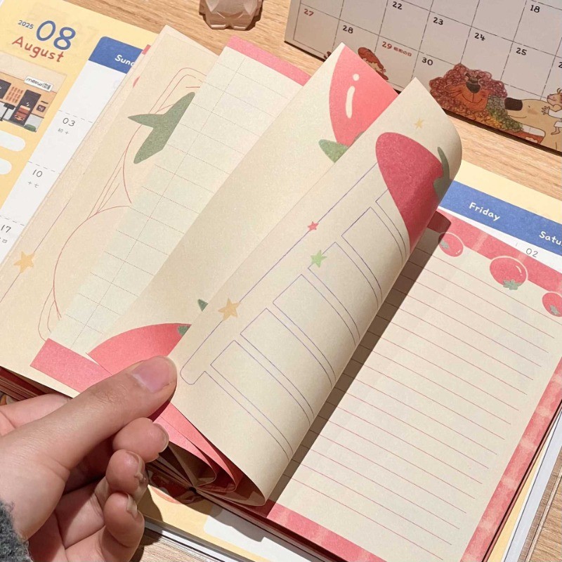 

Red Tomato Portable Pocket Notebook Cute and Beautiful Notebook Colorful Full-Page Thick Paper DIY Planner Scrapbooking Diary