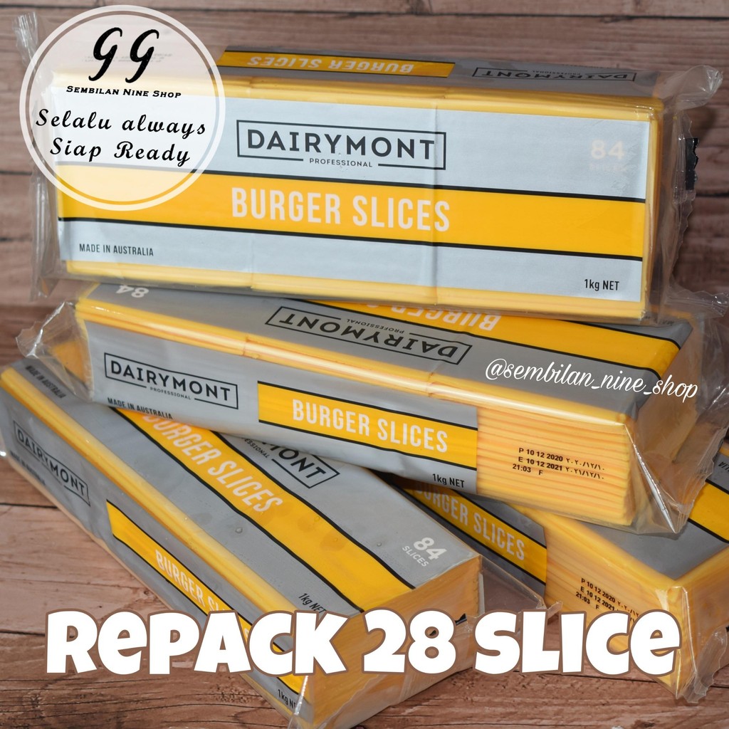 

DAIRYMONT 28 LEMBAR Burger SLICES RED Cheddar Cheese Orange Keju