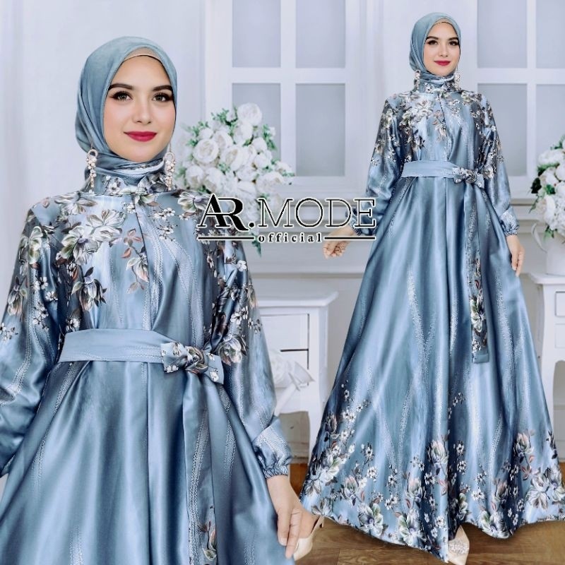 Gamis SET HIJAB Segi Empat Silk Allsize dan Jumbo