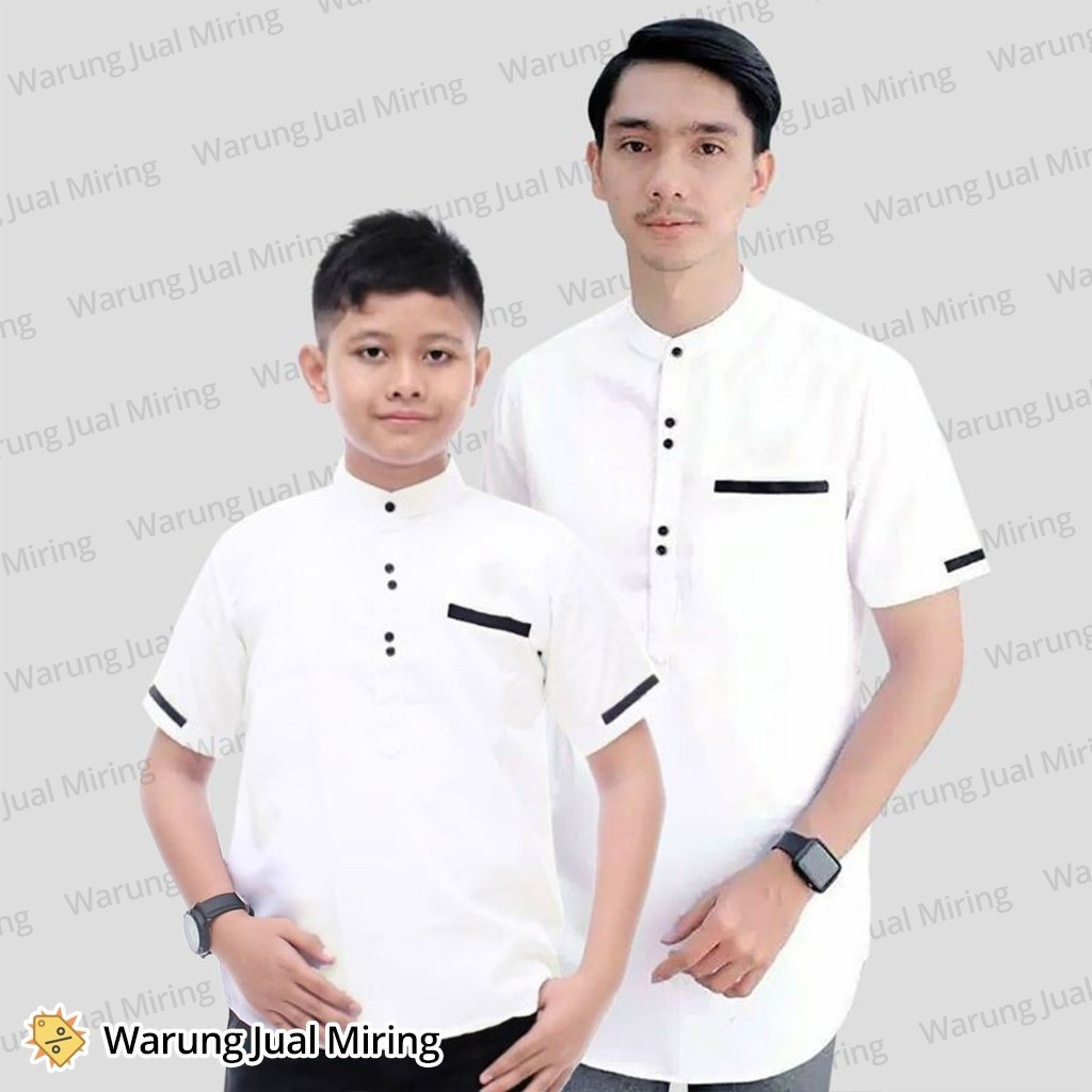 Baju Koko Kurta Lengan Pendek Dewasa & Remaja & Anak Atasan Muslim Lebaran Pria Laki Modern Kemeja P