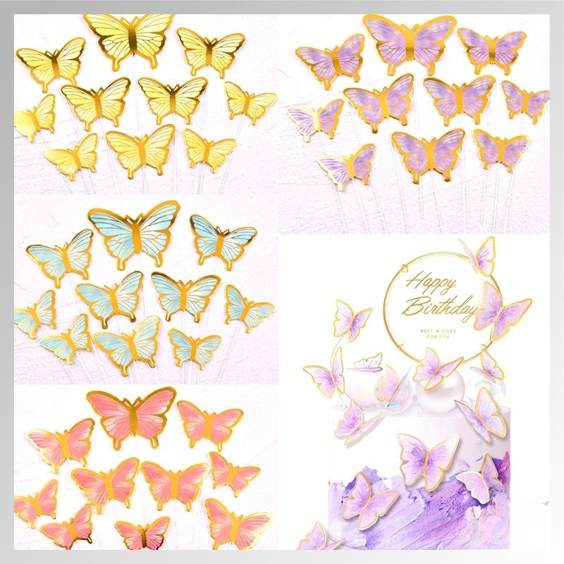 

10 PCS Kupu Kupu Cnatik Pemanis Buket / Kue Cake Topper Birthday Butterfly Hiasan Kue - TW0635