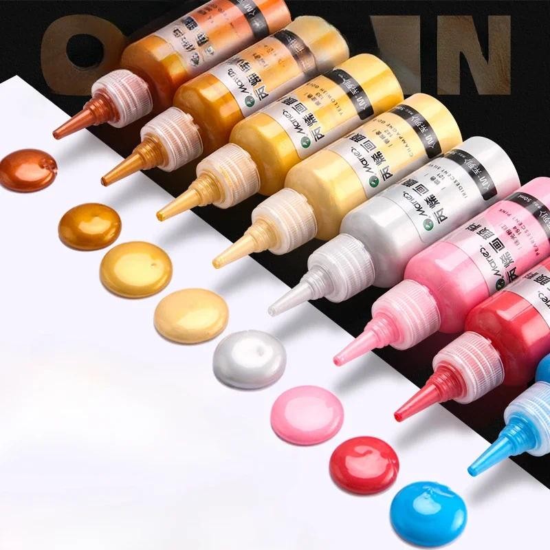 

50ml Pearl Acrylic Paint White Gold Waterproof Sunscreen Non Fading Bottled Metallic DIY Hand Drawn Graffiti Art Pigment