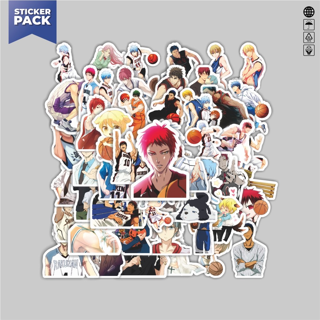 

[100PCS]Stiker Pack Stiker Anime Series Kuroko's Basketball Character Mix 1 Aesthetic Vinyl Anti Air Dekorasi Sticker Laptop Buku Journal Koper Helm Casing HP Gitar Helm Skateboard