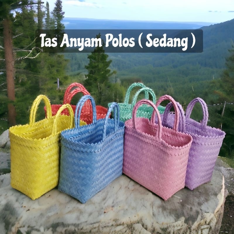 Tas Hampers Anyam Polos Tas Belanja Ukuran SEDANG