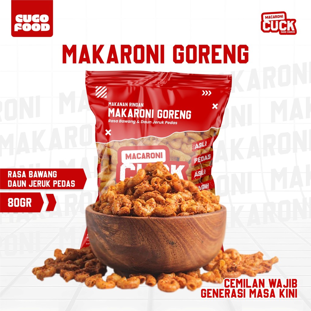

Macaroni Cuck Makaroni Goreng Pedas Daun Jeruk Kemasan Reguler 80gr Cemilan Pedas Daun Jeruk