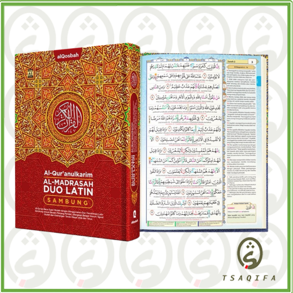 NGUDIo - Al Quran ALMADRASAH DUO LATIN SAMBUNG A4 HC Besar Penerbit Alqosbah Tajwid Warna Transliter