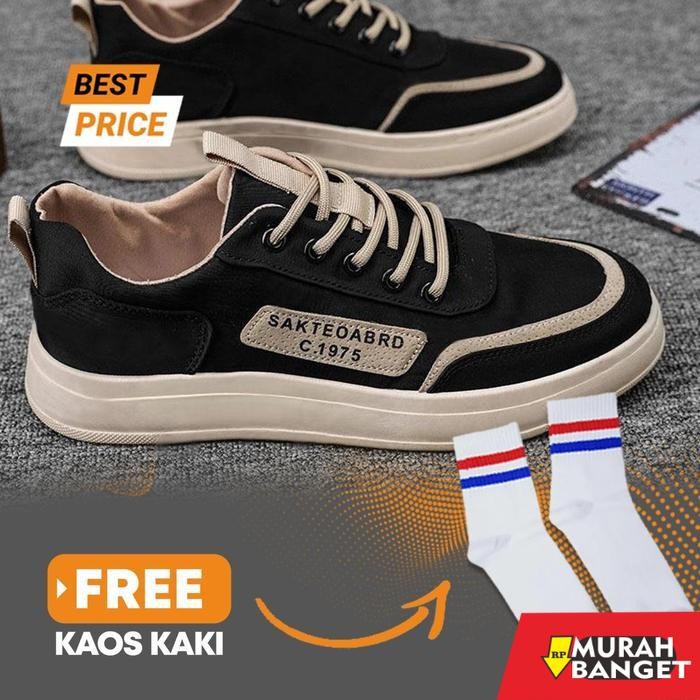 ( Beli Sepatu Gratis Kaos Kaki) Sepatu Sneakers Skateboard Pria Kekinian 01103110 Sepatu Fashion Ter