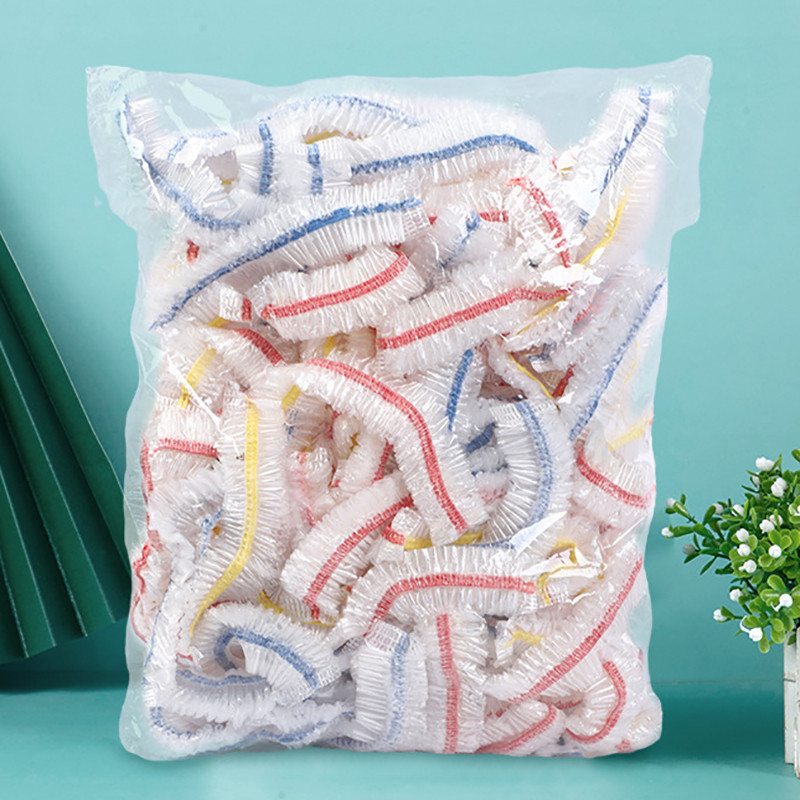 100Pcs Colorful Disposable Food Cover Fruit Food Cover Elastic Plastic Shower Cap Storage Bag Kitche