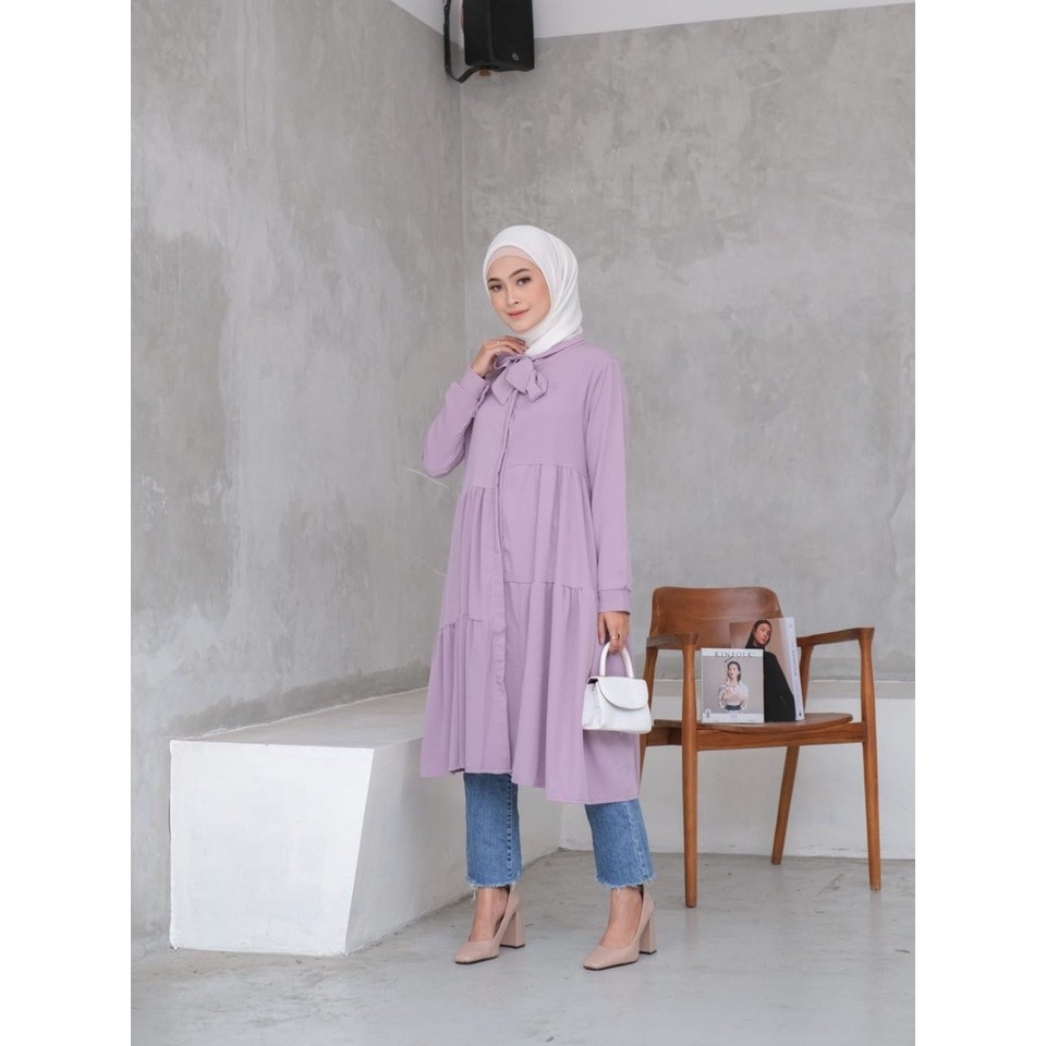Reina Tunik Wanita Muslim - Lengan Panjang Fit to XL | Regina Tunik Adem & Nyaman