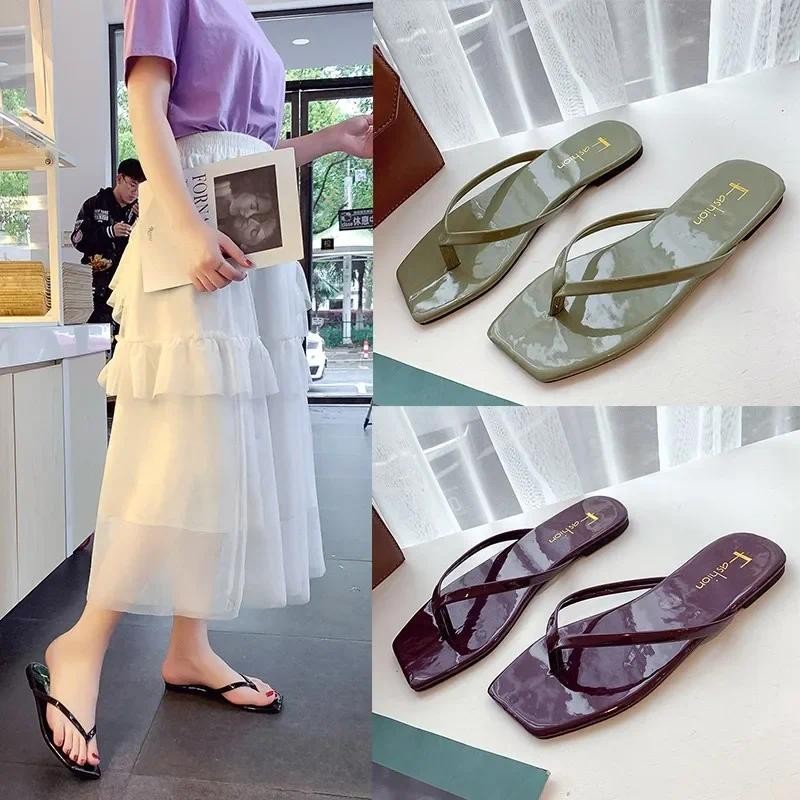 Sandal Jepit Wanita Musim Panas, Sandal Sol Karet, Sandal Pantai Gaya Korea, Grosir