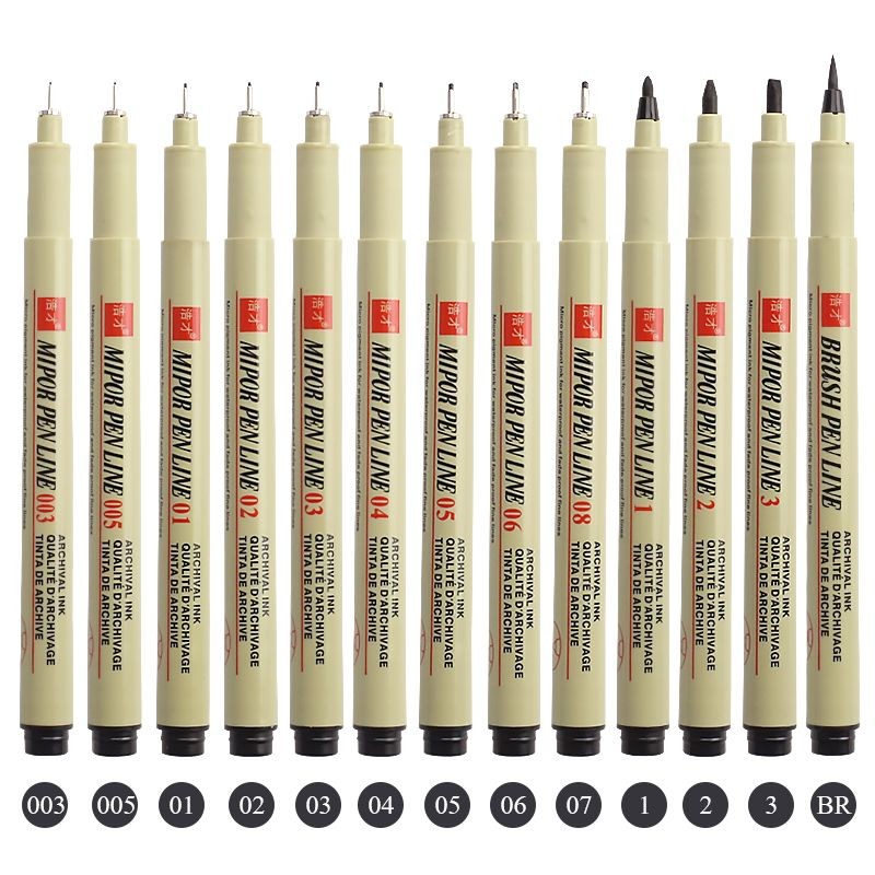 

1/ 3 pcs Pigment Liner Micron Pen Neelde Drawing Manga Pen Brush Art Markers Waterproof Fineliner Sketching Pen Stationery