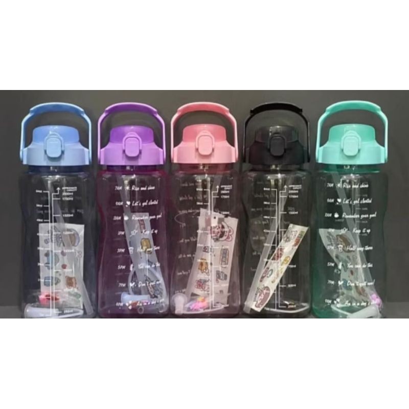 BOTOL MINUM KOREA VIRAL BENING 2LITER PENANDA WAKTU / BOTOL BENING VIRAL 2LITER FREE STIKER