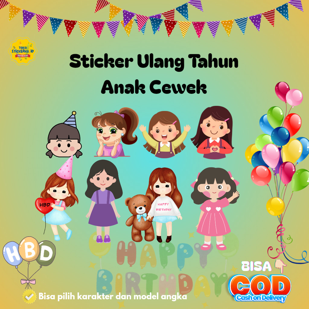 

Isi 30 pcs Sticker Ulang Tahun Anak Cewek Custom Foto Sticker Karakter Bento Birthday Sticker Anak souvenir