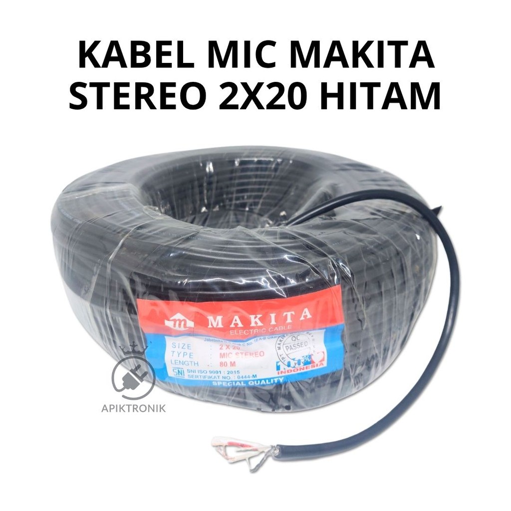 Kabel Mic Makita Stereo 2x20 Hitam | 1 Meter Kabel Audio Microphone