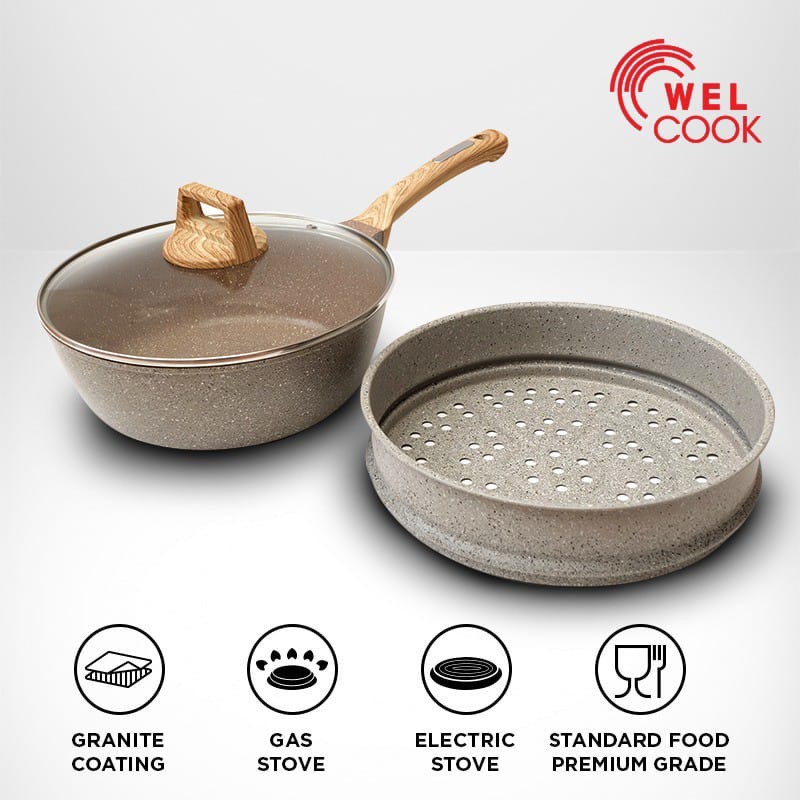 Welcook Elegante Granite Wok - 26 cm