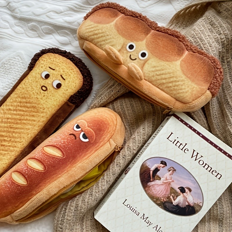 

Bread Shaped Pencil Case Cartoon Design Soft and Durable Student Stationery Storage Bag Fun and Practical Pencil Case