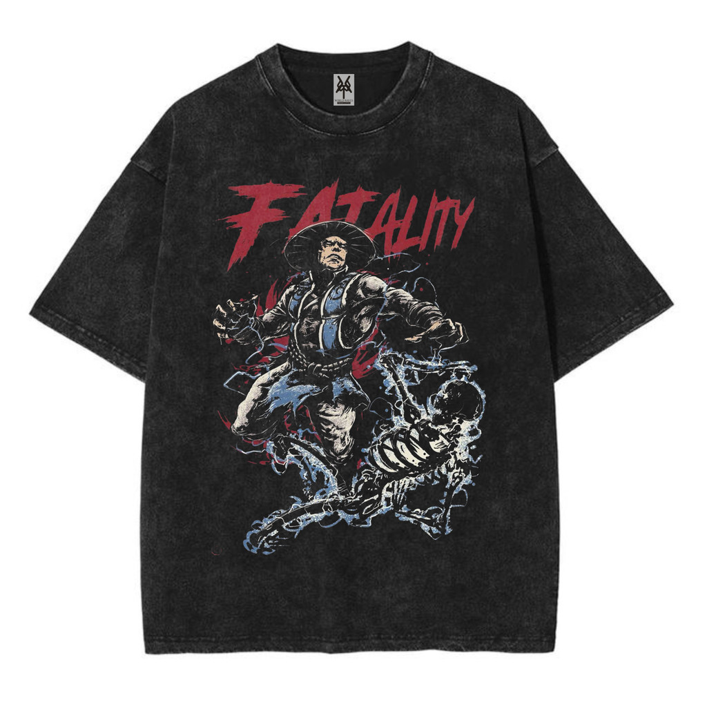 NVRLMERCH "kaos oversize kung lao fatality mortal kombat washed washing vintage tee