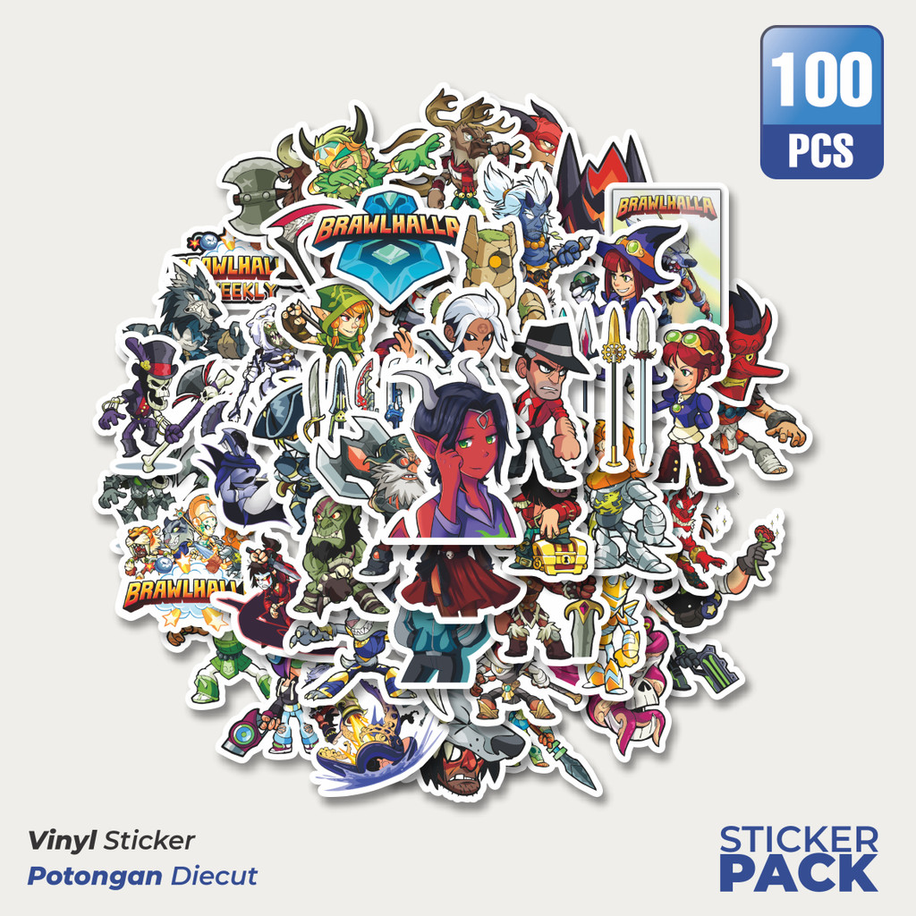 

Stiker Vinyl Stiker Game Series Brawlhalla Character Mix 1 Waterproof Aesthetic- Untuk Laptop, Motor, dan Helm - Paper Stationery Pack