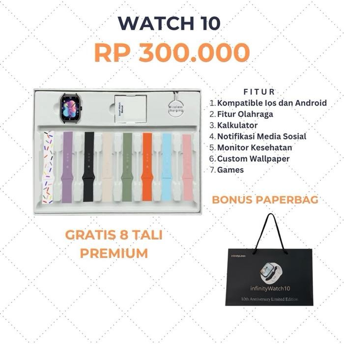 (BISA COD) NEW INFINITY WATCH 10 SMART WATCH ORIGINAL KOMPATIBLE IOS DAN ANDROID - Black