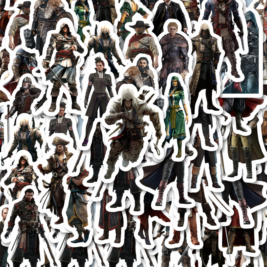 

100PCS Lucu Stiker Game Series Assasin's Creed Universe Mix 4 Stiker Aesthetic Stiker Anti Air Stikers Berperekat Waterproof sticker decal buat Motor Helm Buku Journal Koper Casing HP Laptop Botol Minum Hadiah anak