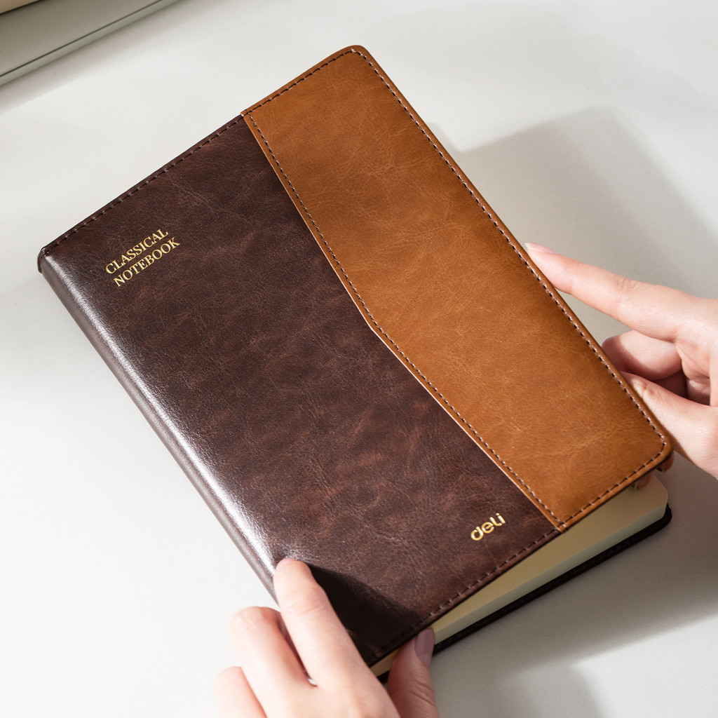 

Deli Retro Genuine Leather Book Cover Sleeve Protector Business Notepad A5 Notebook 96 Sheets Book Case Office School Supplies