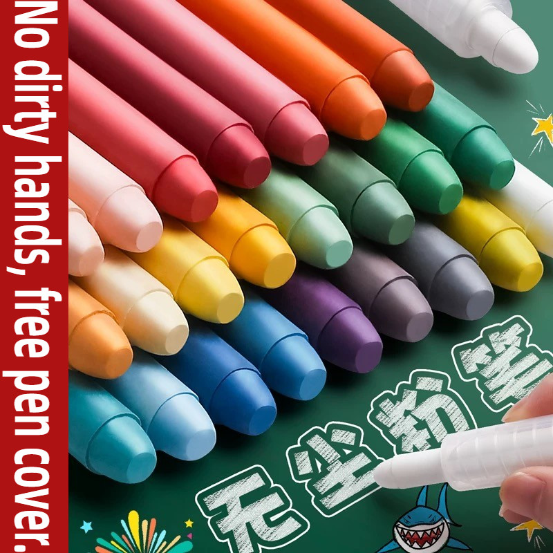 

48/6 PCS Dust Free Solid Non-toxic Water Chalk Colorful Chalk Markers Whiteboard Blackboard Drawing Pens Office School Supplies