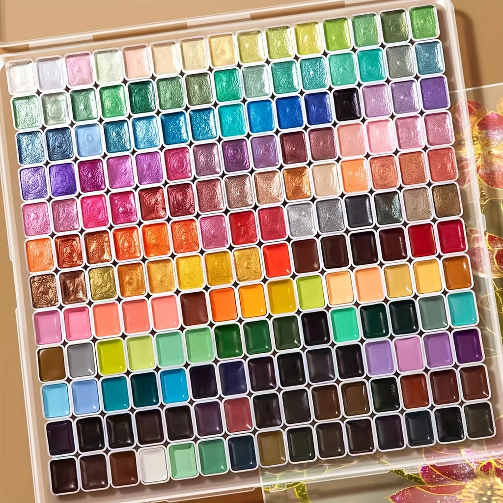 

180-Color Metallic Watercolor Paint Set, Portable & Lightweight, High Solid Pigment, Starry Shades, for Artists & Professionals