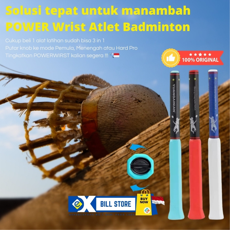 Exbill TONGKAT LATIHAN POWER WRIST TRAINER – ALAT LATIHAN MULTI OLAHRAGA UNTUK BULUTANGKIS, TENIS, G