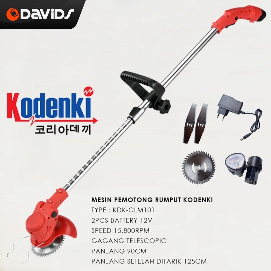 Mesin Pemotong Rumput Baterai Cordless Alat Potong Brush Cutter Portable Kodenki Cas CLM 101