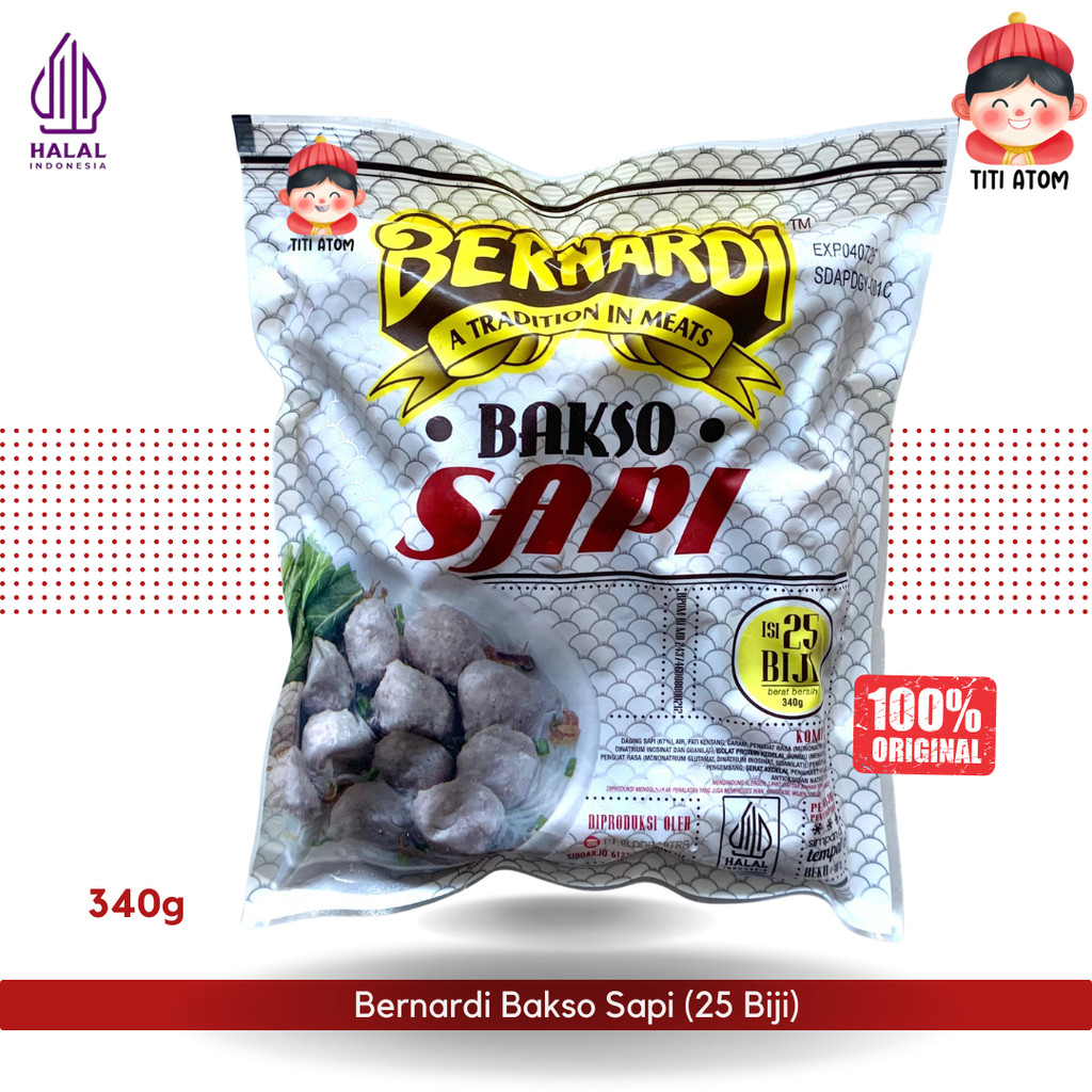 

Bernardi Bakso Sapi Halus Beef Meatball Frozen Food 340g 25 Biji