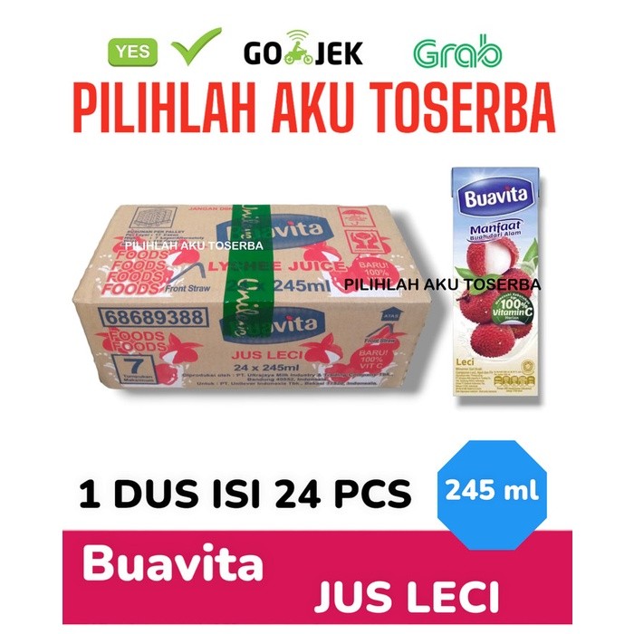 

BUAVITA LYCHEE Jus Leci 245 ml - ( HARGA 1 DUS ISI 24 pcs )