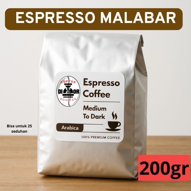

Kopi arabika malabar ESPRESSO komersil 200 gram biji dan giling