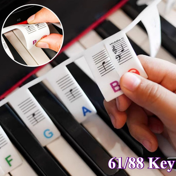 88 Key Sticker Tuts Piano Keyboard Stiker Label Tuts Piano Reuseable Silicone