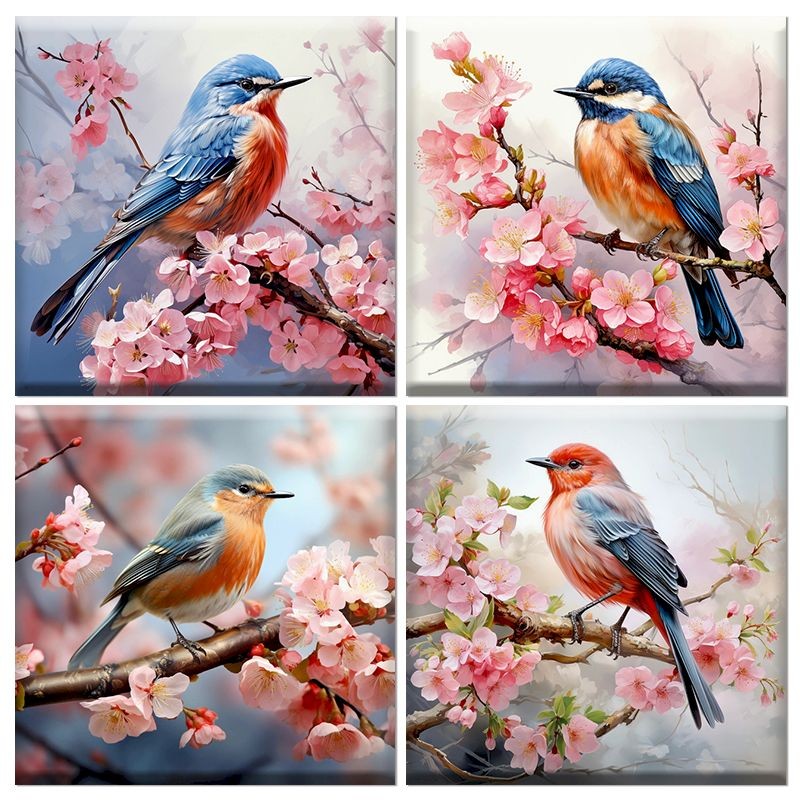 

GATYZTORY Oil Painting By Number Flower Branch Bird Drawing On Canvas Diy Coloring By Number Kit Home Decor 40x40cm