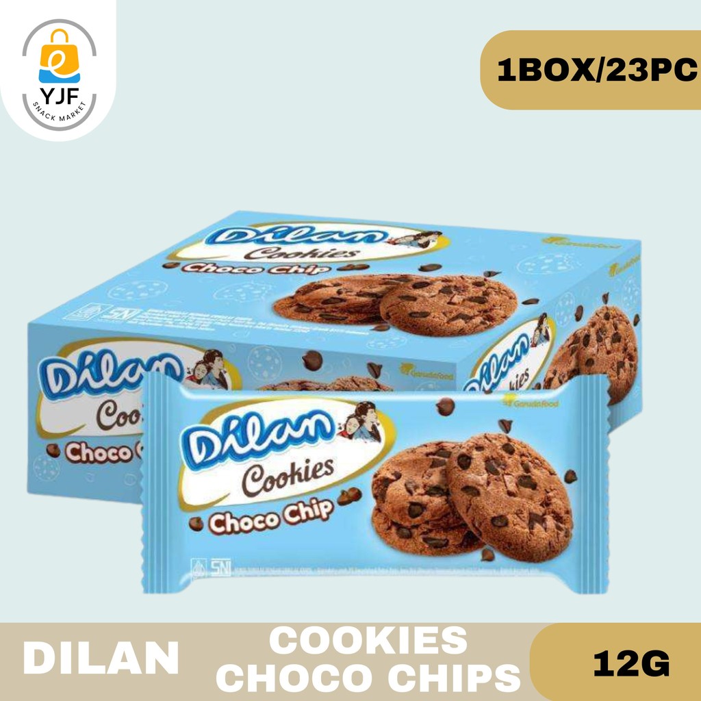 

Dilan Cookies Chocolate Chip 12g - 1BOX/23PC / Cookies Coklat