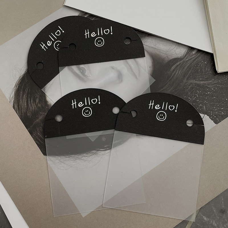 

10pcs 6x8cm Clear PVC Jewelry Display Cards with Smile Print Frosted Transparent Label Tag for Necklaces DIY Packaging Wholesale