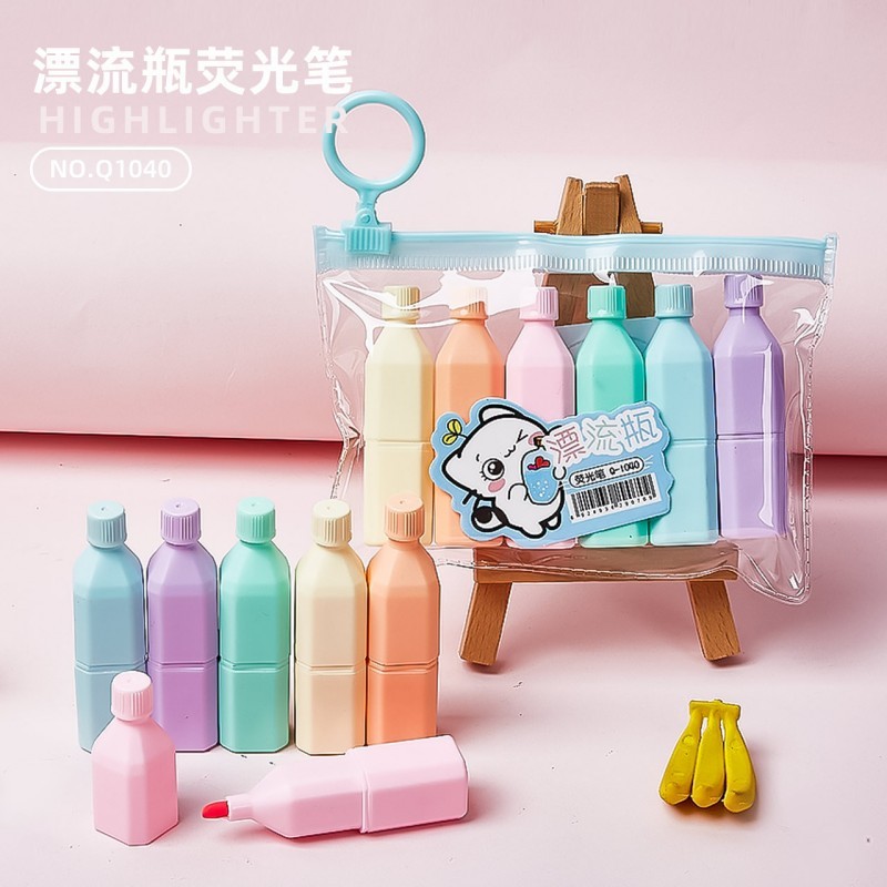 

Mini Highlighter, Mineral Water Bottle Shaped Highlighter Pen, Cute Cartoon Marker, Marking Key Points, Hand Drawn Graffiti